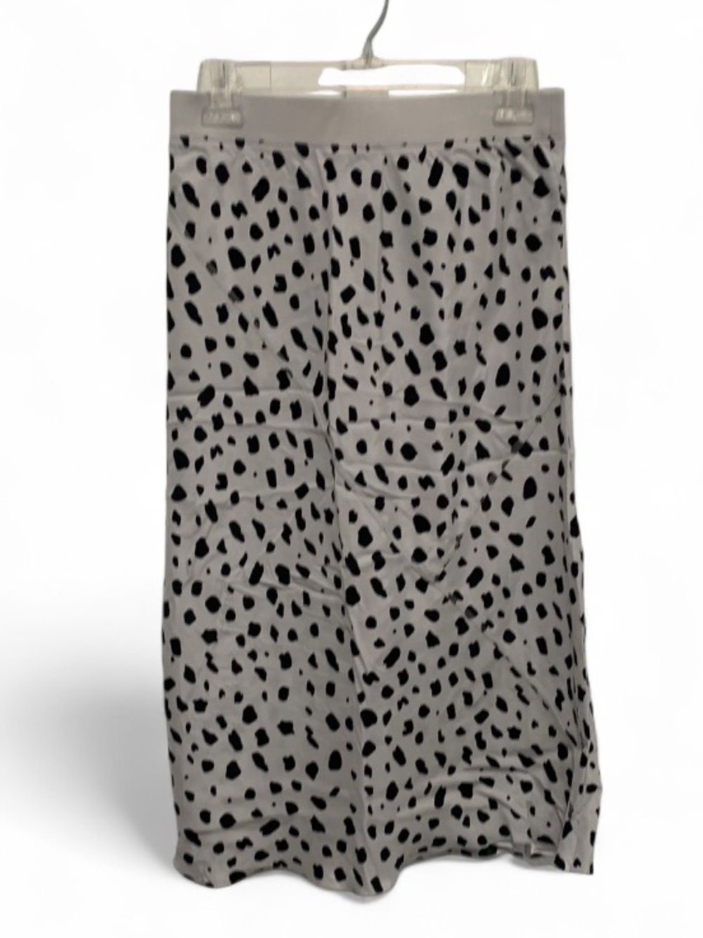 NWT ATM Anthony Thomas Melillo Gray Silk Skirt with Black Spots